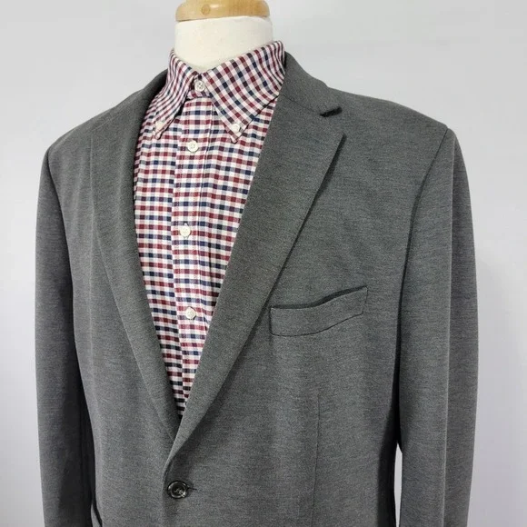 Chaps Men's Sport Coat Blazer Two‎ Button Charcoal Gray Polyester Blend Sz 48L